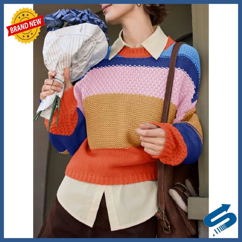 Oversized Cropped Pullover Sweater Soft Knit Y2k … - image 3